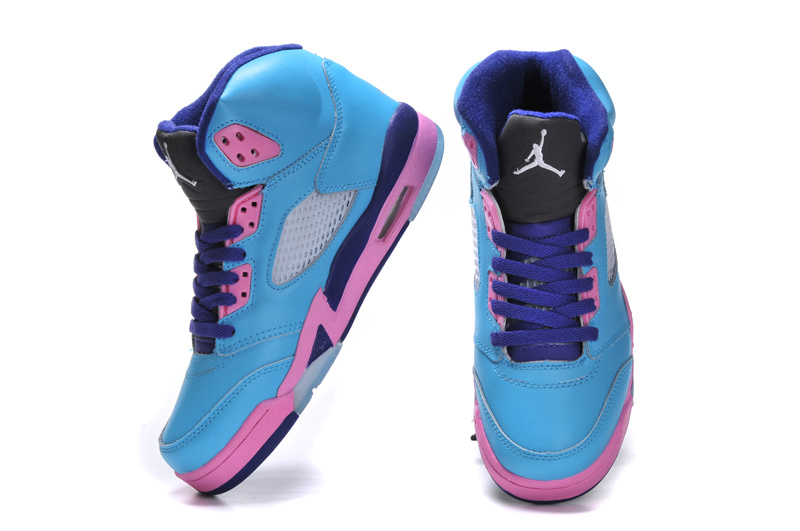 Air Jordan 5 Women Shoes Blue/Red Online